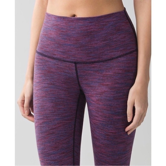 lululemon athletica Pants - Lululemon Wunder Under Crop Diamond Jacquard Space Dye Blue Magenta Size S